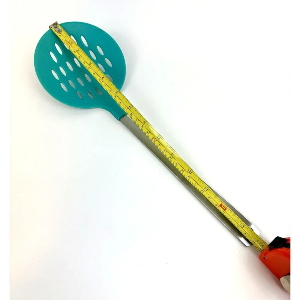 Kitchen Utensils Set: 3-piece Teal Silicone Pasta Server, Spoon, Slotted Skimmer